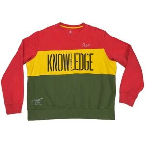Rocawear Vintage Sweatshirt Pullover Color Block Mens XXL 53" Spellout Jamaican